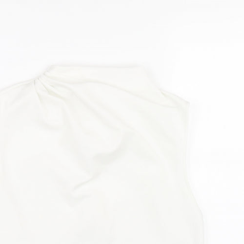 Zara Womens White Polyester Basic T-Shirt Size S Mock Neck