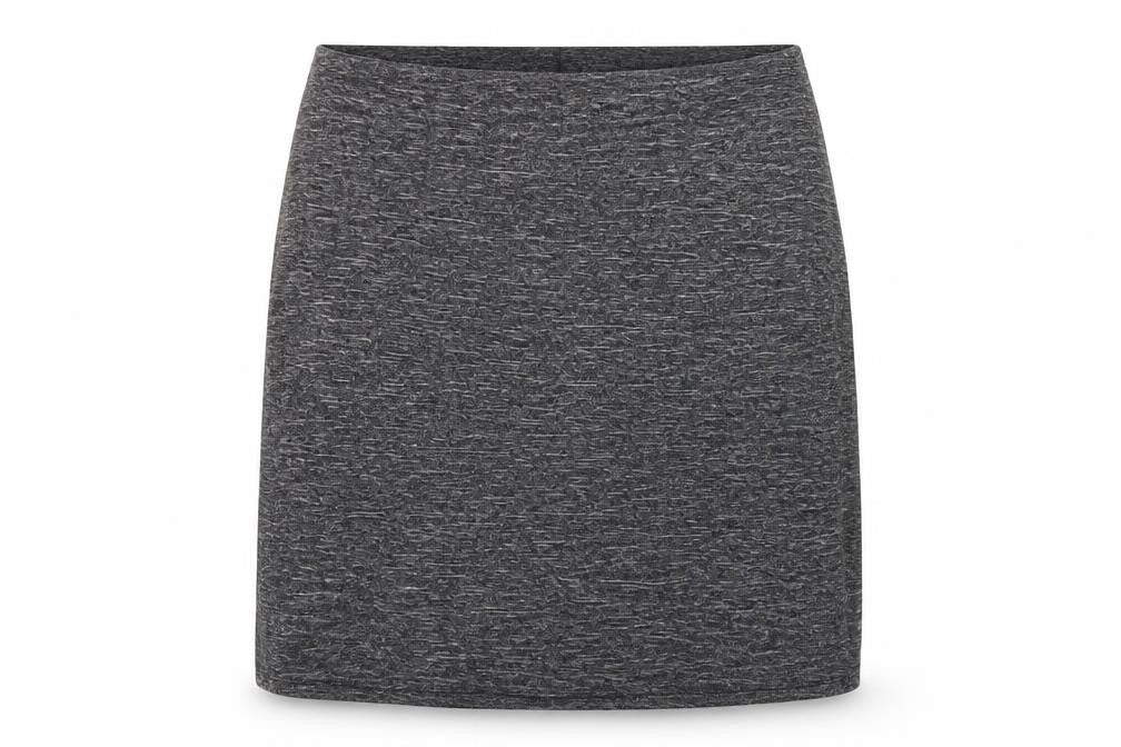 Front view of Marks & Spencer women’s grey polyamide a-line skirt, size UK 18
