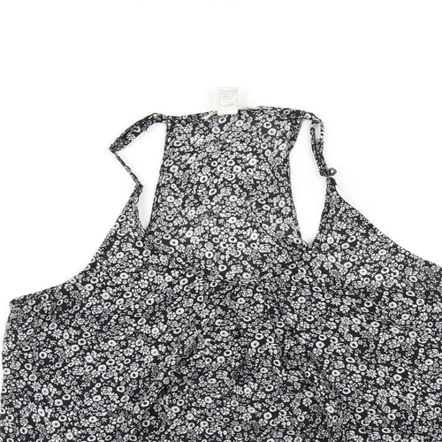 Kenar Womens Black Geometric Polyester Camisole T-Shirt Size M Scoop Neck