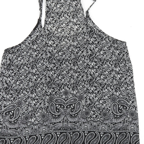 Kenar Womens Black Geometric Polyester Camisole T-Shirt Size M Scoop Neck