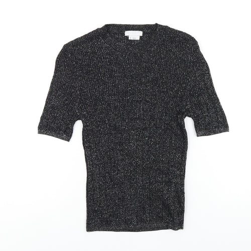 Cooperative Womens Black Viscose Basic T-Shirt Size S Round Neck