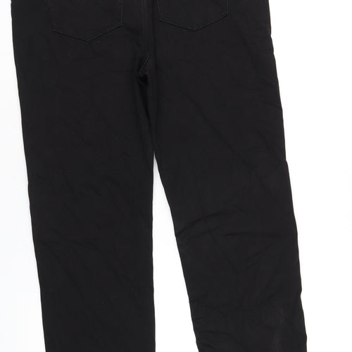 Marks and Spencer Womens Black Cotton Straight Jeans Size 16 L29 in Regular Zip
