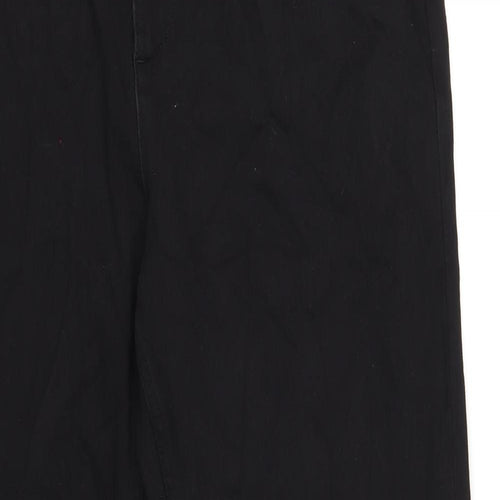 Marks and Spencer Womens Black Cotton Straight Jeans Size 16 L29 in Regular Zip