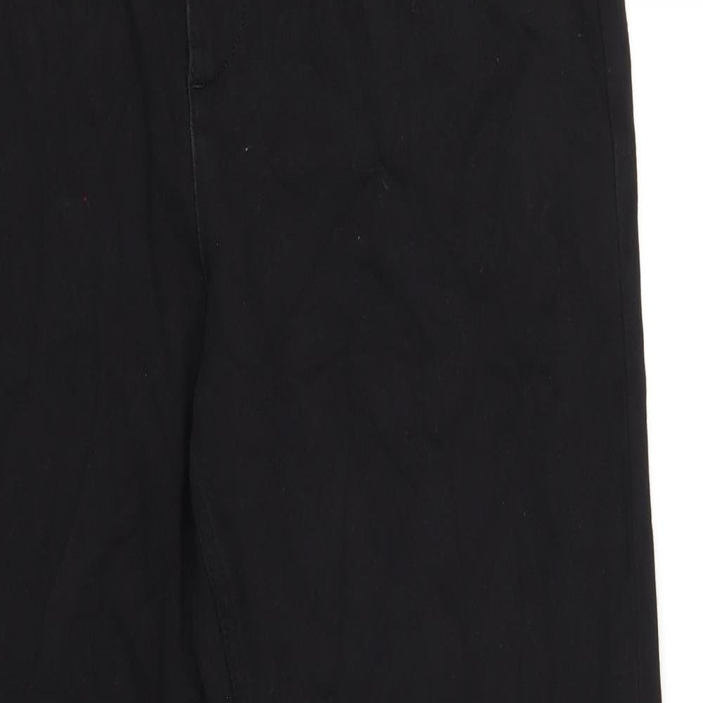 Marks and Spencer Womens Black Cotton Straight Jeans Size 16 L29 in Regular Zip