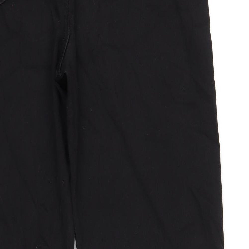 Marks and Spencer Womens Black Cotton Straight Jeans Size 16 L29 in Regular Zip