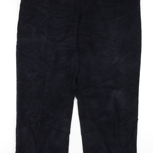 Marks and Spencer Mens Blue Cotton Trousers Size 34 in L31 in Regular Zip