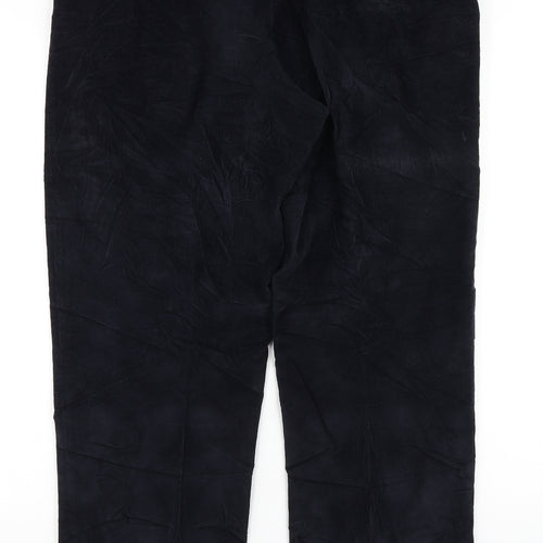 Marks and Spencer Mens Blue Cotton Trousers Size 34 in L31 in Regular Zip