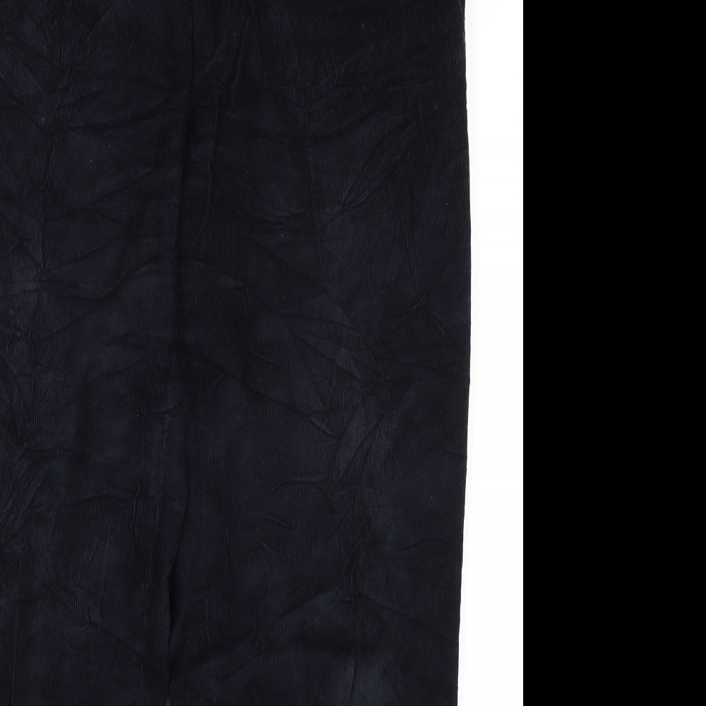 Marks and Spencer Mens Blue Cotton Trousers Size 34 in L31 in Regular Zip