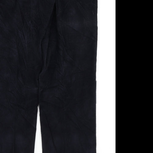 Marks and Spencer Mens Blue Cotton Trousers Size 34 in L31 in Regular Zip