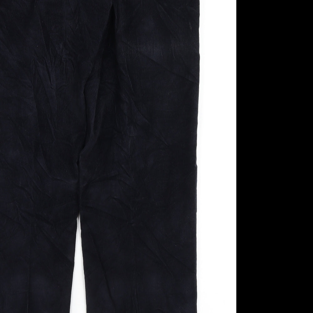 Marks and Spencer Mens Blue Cotton Trousers Size 34 in L31 in Regular Zip