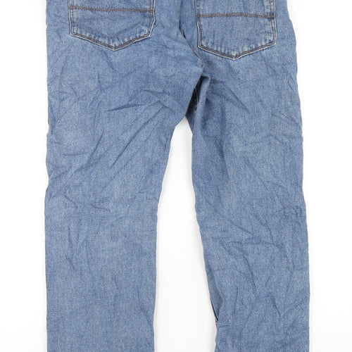 Marks and Spencer Mens Blue Cotton Straight Jeans Size 30 in L29 in Regular Zip