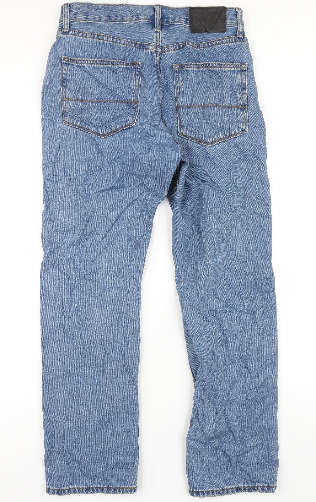 Marks and Spencer Mens Blue Cotton Straight Jeans Size 30 in L29 in Regular Zip
