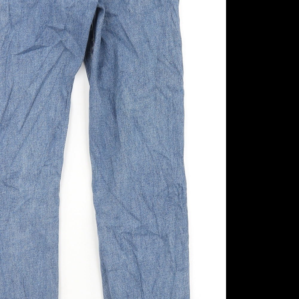 Marks and Spencer Mens Blue Cotton Straight Jeans Size 30 in L29 in Regular Zip