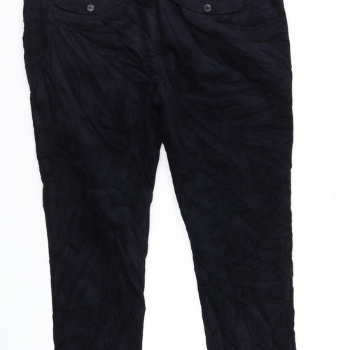 Marks and Spencer Mens Blue Cotton Trousers Size 42 in L29 in Regular Zip