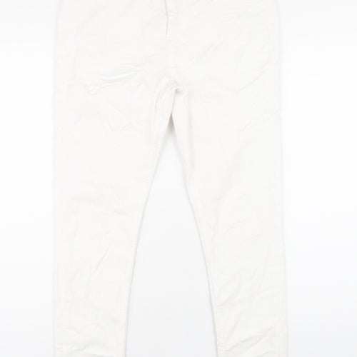 Marks and Spencer Womens White Cotton Skinny Jeans Size 12 L27 in Regular Zip
