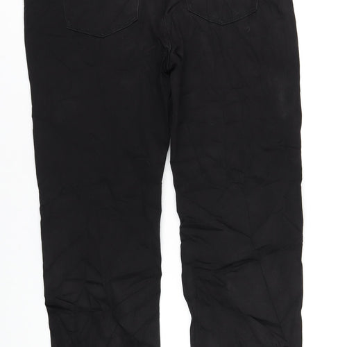 Marks and Spencer Womens Black Cotton Straight Jeans Size 16 L30 in Regular Zip