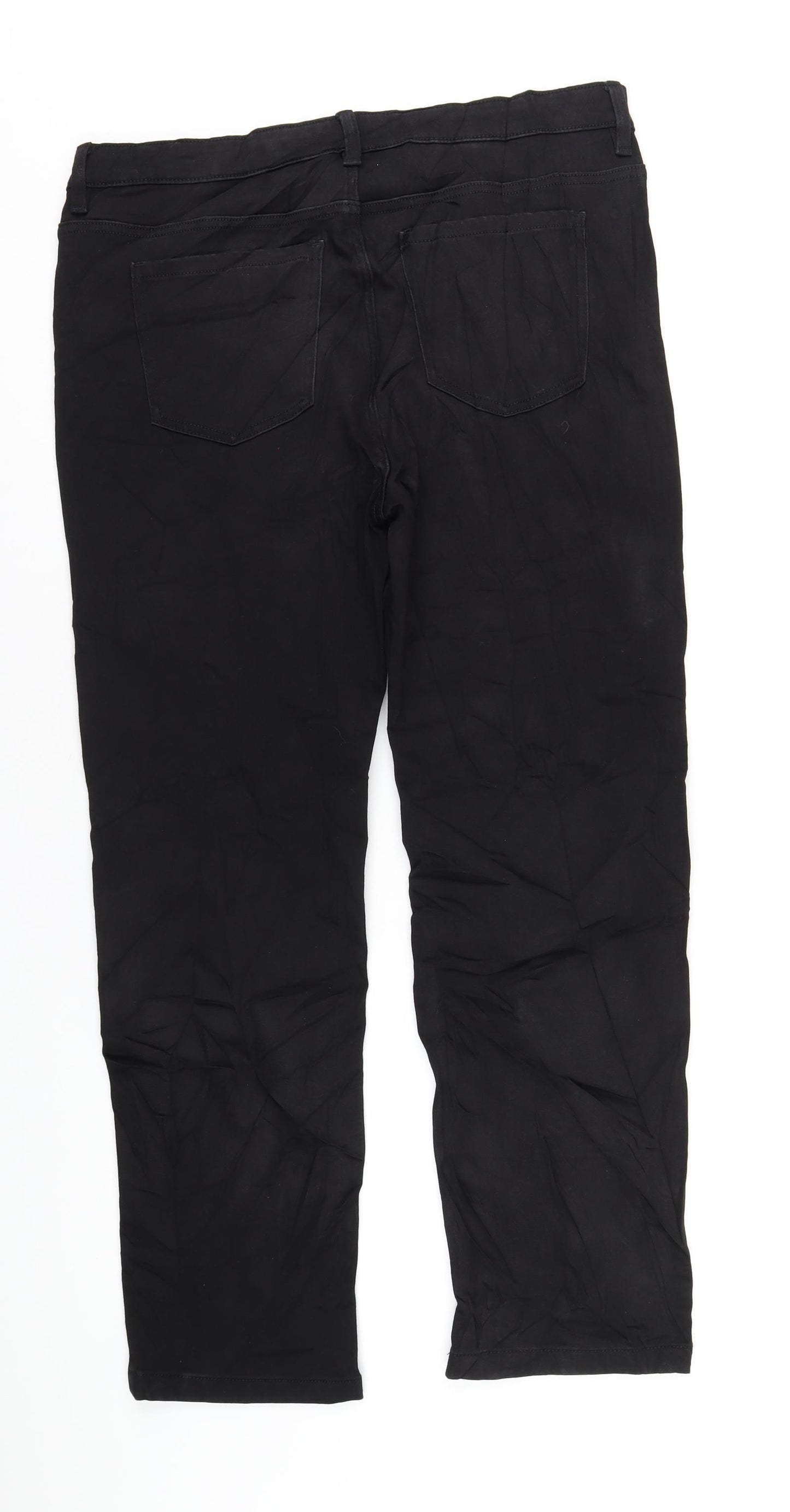 Marks and Spencer Womens Black Cotton Straight Jeans Size 16 L30 in Regular Zip