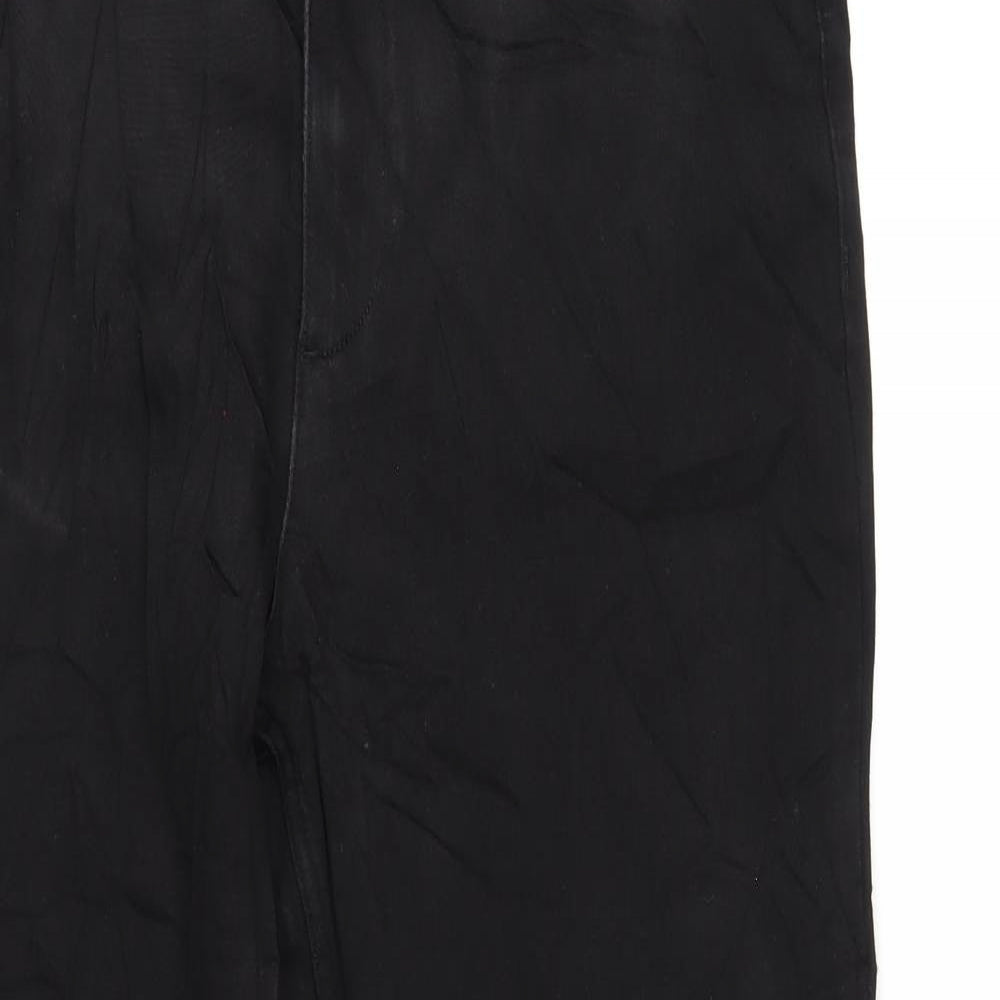 Marks and Spencer Womens Black Cotton Straight Jeans Size 16 L30 in Regular Zip