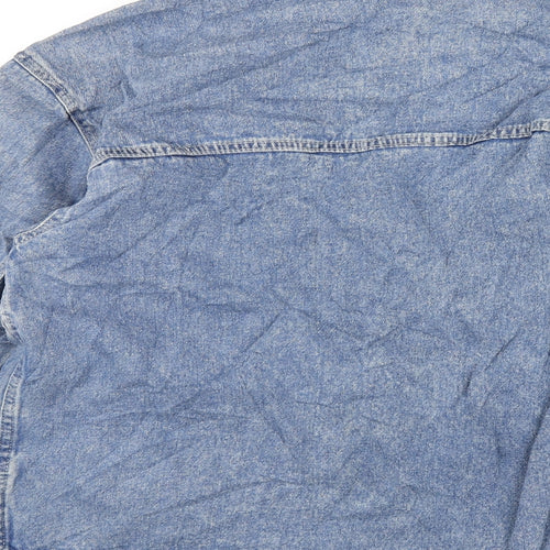 H&M Womens Blue Jacket Size XS Button - Fur Trim
