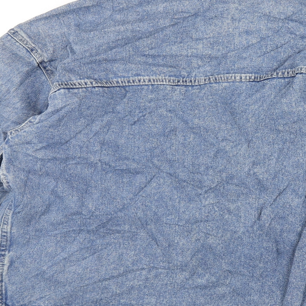 H&M Womens Blue Jacket Size XS Button - Fur Trim