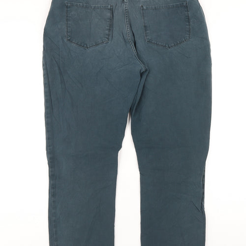 Maine Womens Green Cotton Trousers Size 14 L27 in Regular Zip