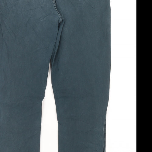 Maine Womens Green Cotton Trousers Size 14 L27 in Regular Zip