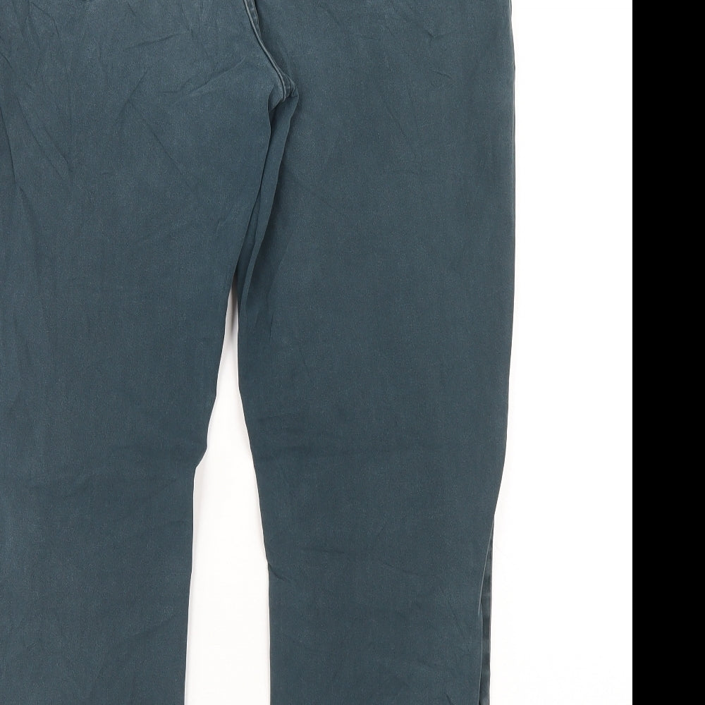Maine Womens Green Cotton Trousers Size 14 L27 in Regular Zip
