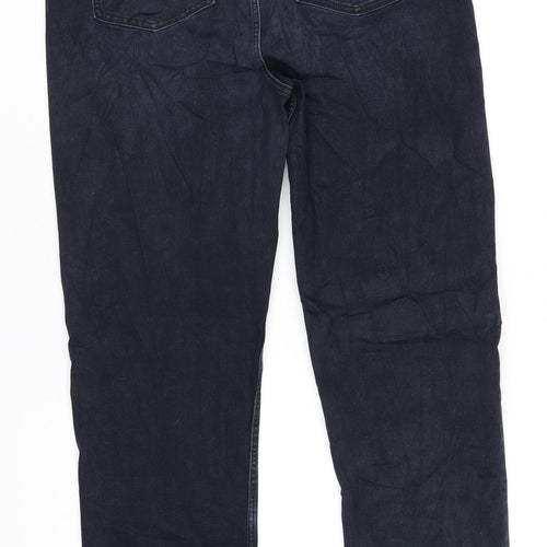 Marks and Spencer Womens Blue Cotton Straight Jeans Size 18 L33 in Regular Zip