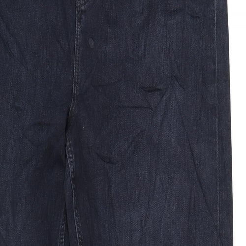 Marks and Spencer Womens Blue Cotton Straight Jeans Size 18 L33 in Regular Zip