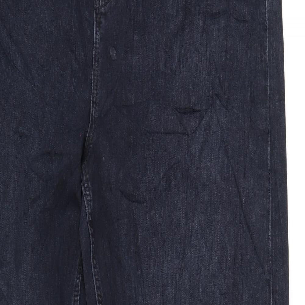 Marks and Spencer Womens Blue Cotton Straight Jeans Size 18 L33 in Regular Zip