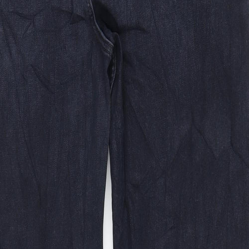 Marks and Spencer Womens Blue Cotton Straight Jeans Size 18 L33 in Regular Zip