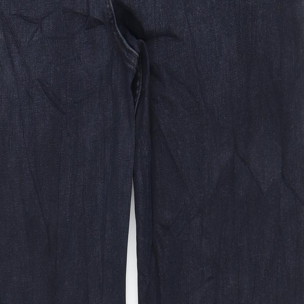 Marks and Spencer Womens Blue Cotton Straight Jeans Size 18 L33 in Regular Zip