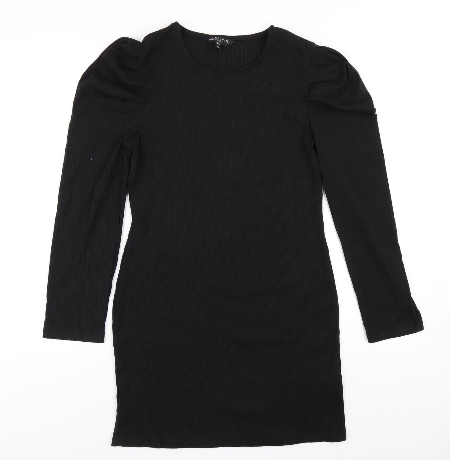 Brave Soul Womens Black Polyester Bodycon Size M Round Neck Pullover
