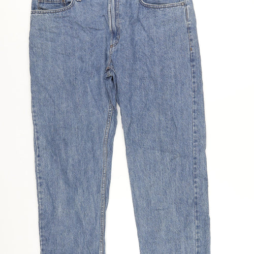 Marks and Spencer Mens Blue Cotton Straight Jeans Size 36 in L29 in Regular Zip