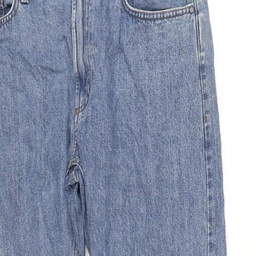 Marks and Spencer Mens Blue Cotton Straight Jeans Size 36 in L29 in Regular Zip