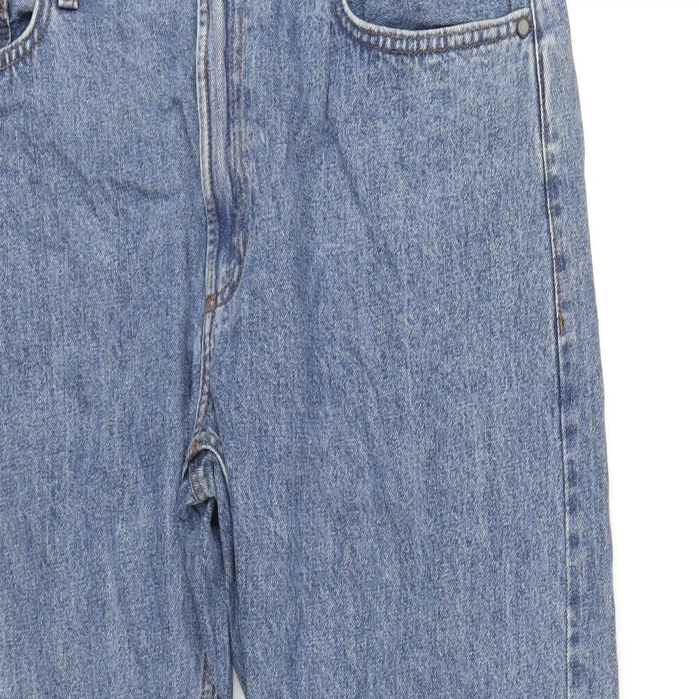 Marks and Spencer Mens Blue Cotton Straight Jeans Size 36 in L29 in Regular Zip