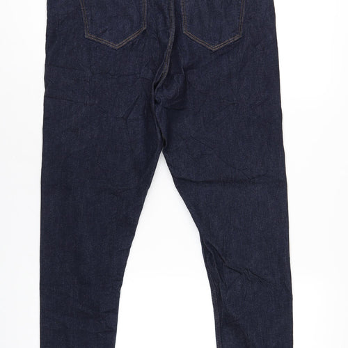 Marks and Spencer Womens Blue Cotton Skinny Jeans Size 14 L30 in Regular Zip