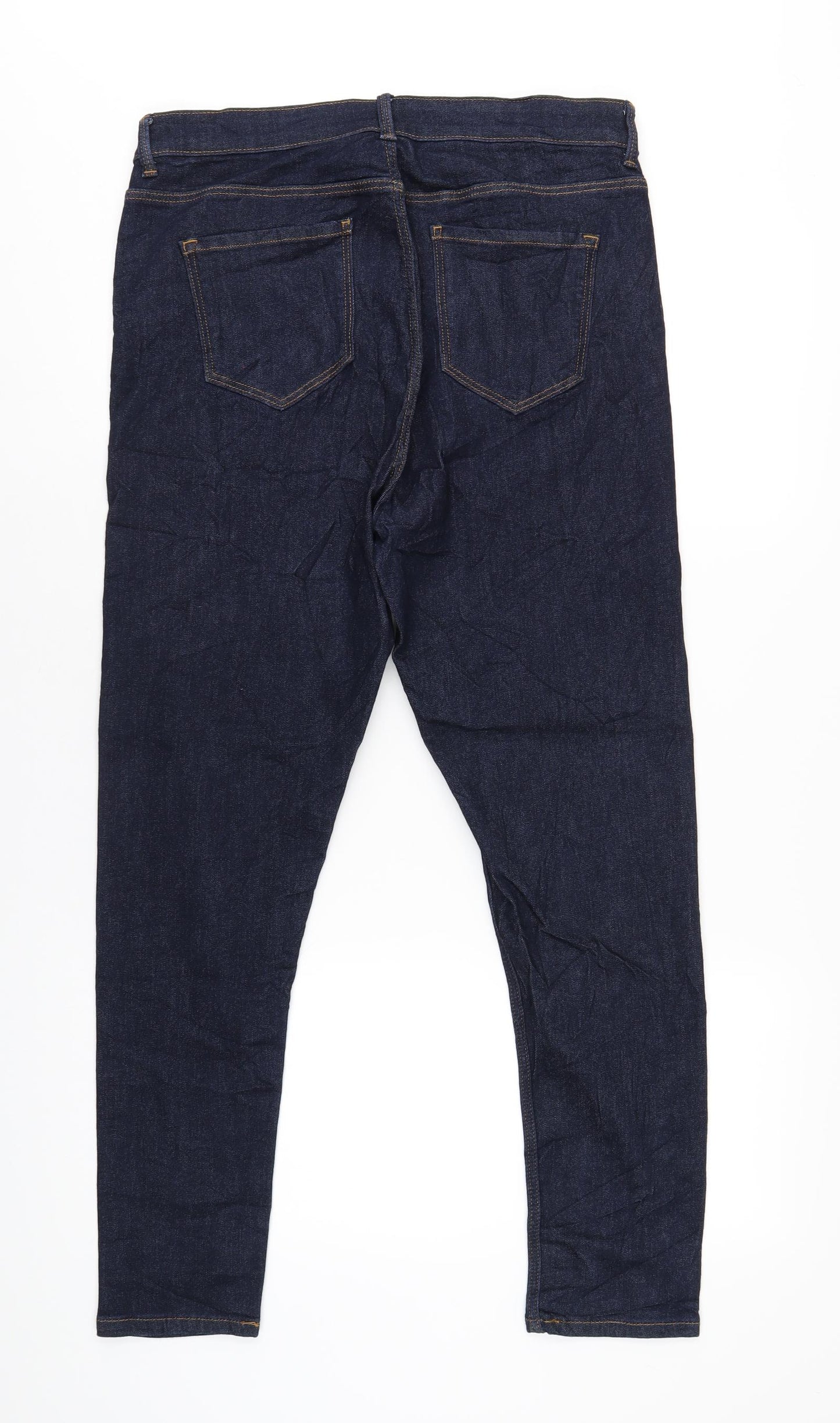 Marks and Spencer Womens Blue Cotton Skinny Jeans Size 14 L30 in Regular Zip