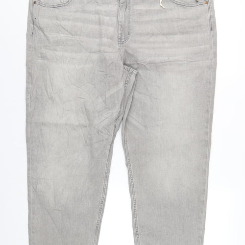 Marks and Spencer Womens Grey Cotton Straight Jeans Size 24 L30 in Regular Zip