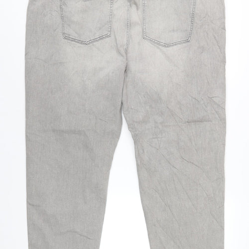 Marks and Spencer Womens Grey Cotton Straight Jeans Size 24 L30 in Regular Zip