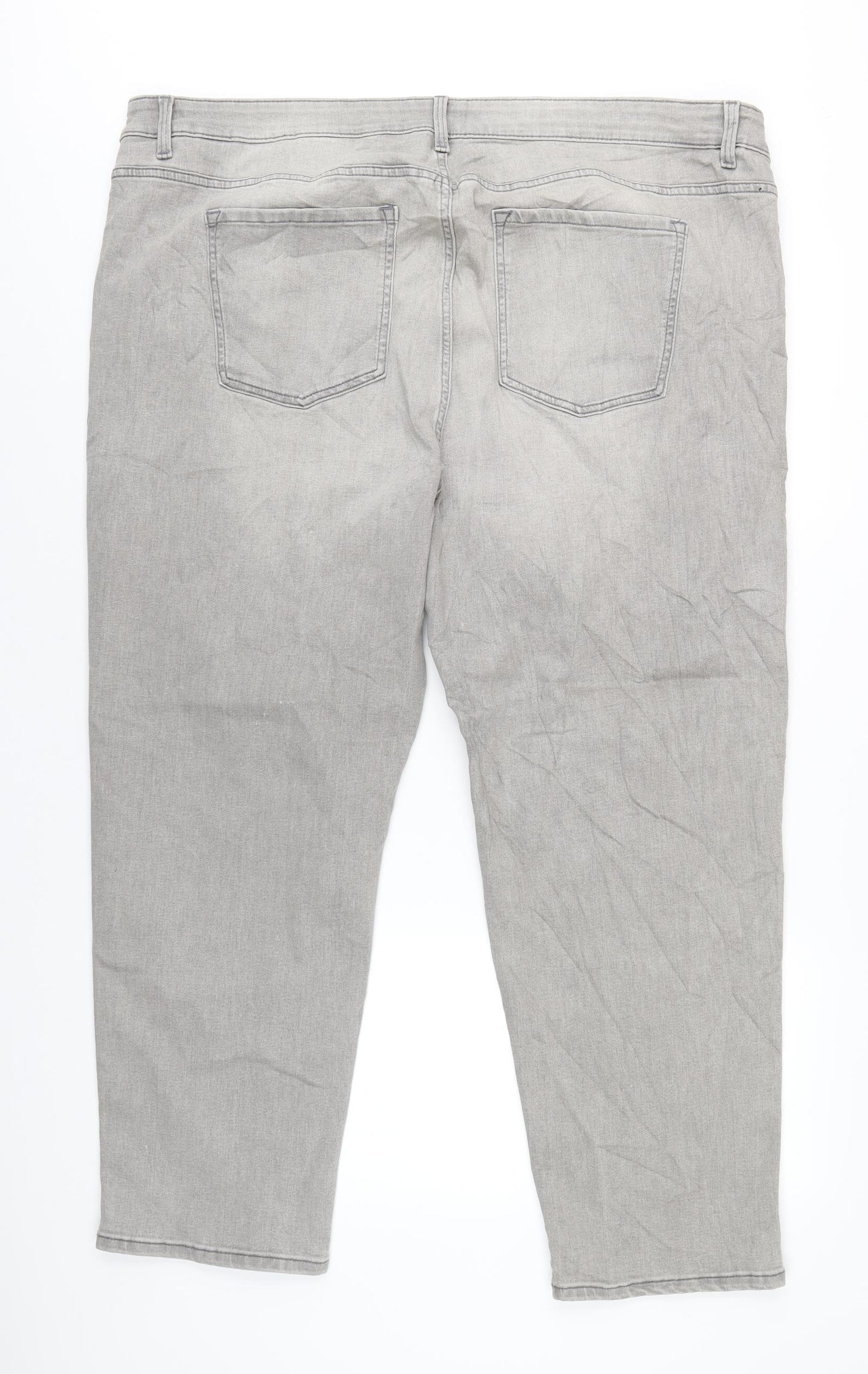 Marks and Spencer Womens Grey Cotton Straight Jeans Size 24 L30 in Regular Zip