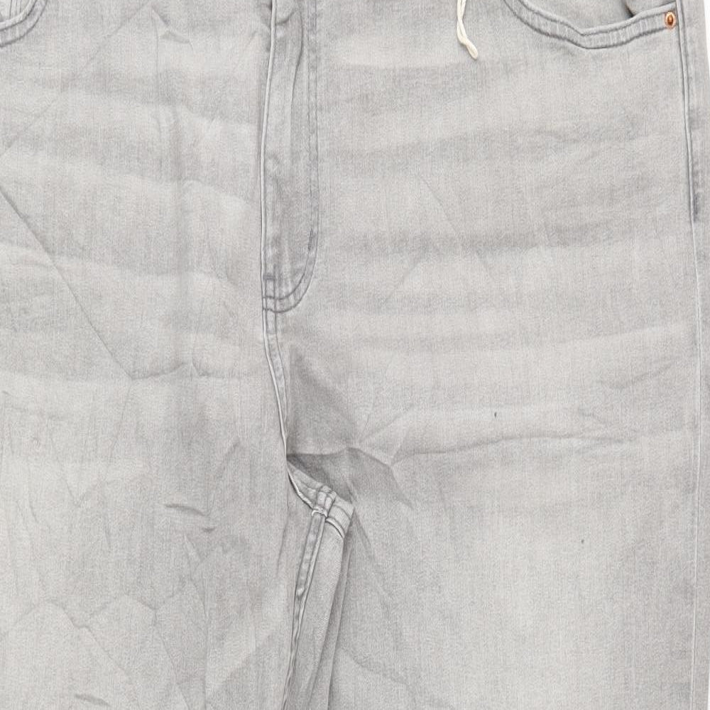 Marks and Spencer Womens Grey Cotton Straight Jeans Size 24 L30 in Regular Zip