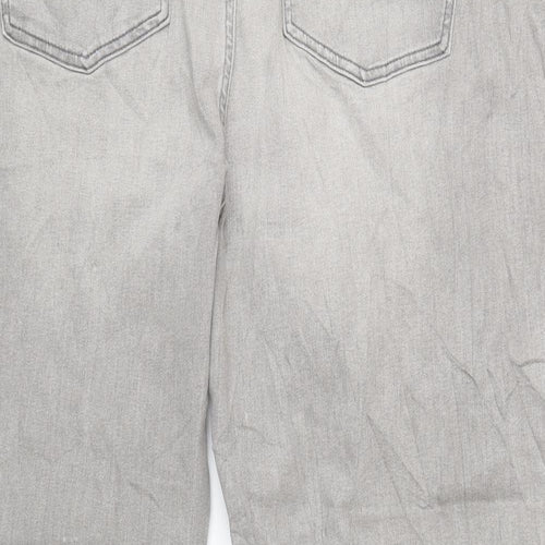 Marks and Spencer Womens Grey Cotton Straight Jeans Size 24 L30 in Regular Zip
