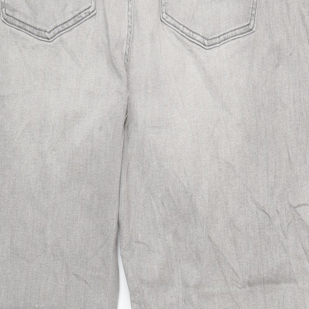 Marks and Spencer Womens Grey Cotton Straight Jeans Size 24 L30 in Regular Zip