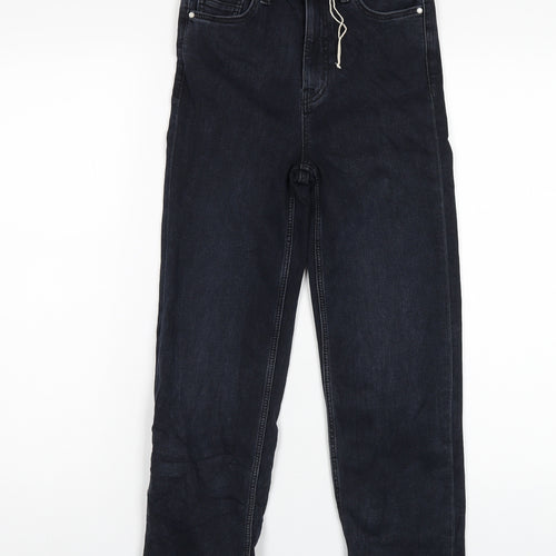 Marks and Spencer Womens Blue Cotton Straight Jeans Size 6 L24 in Regular Zip