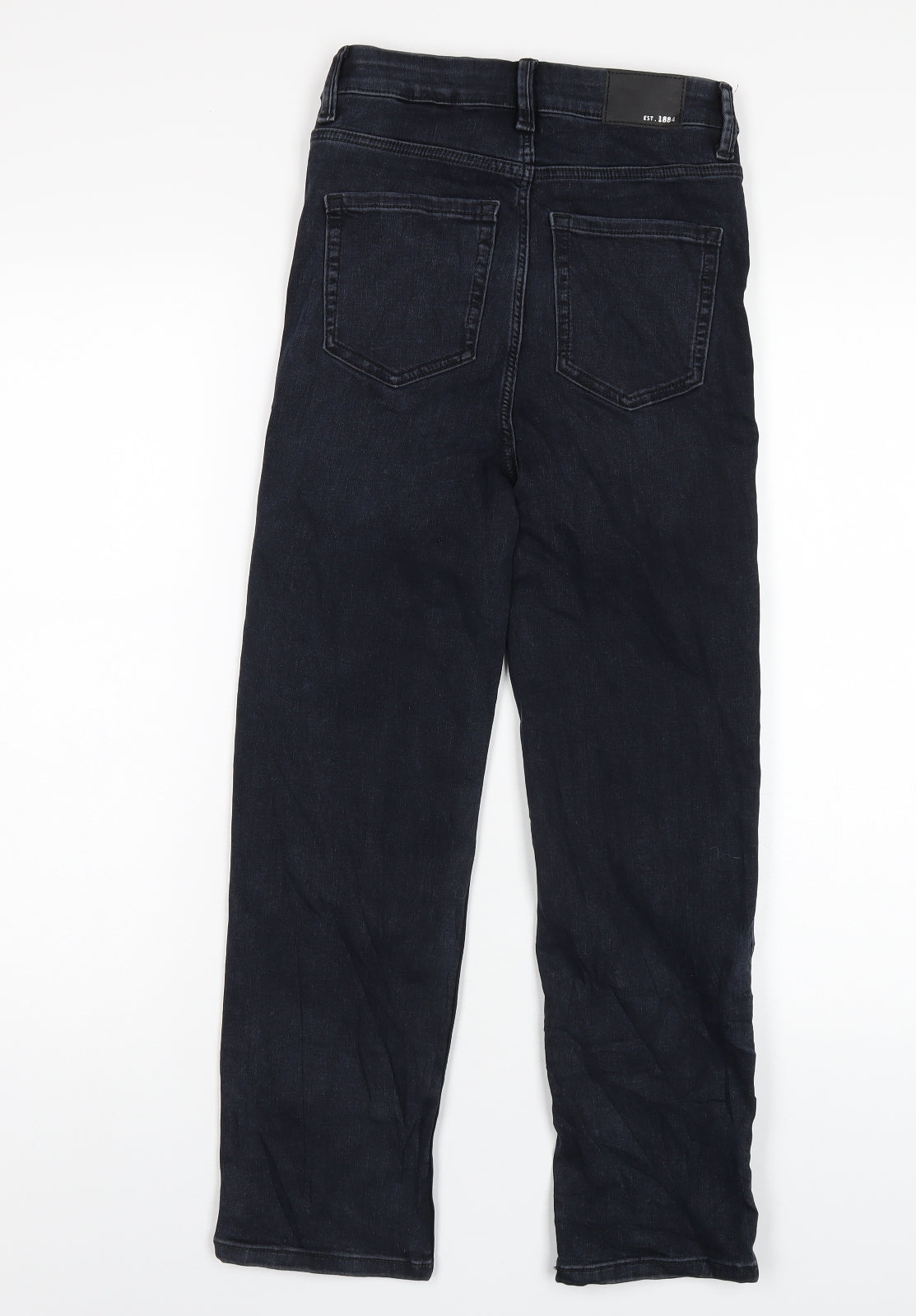 Marks and Spencer Womens Blue Cotton Straight Jeans Size 6 L24 in Regular Zip