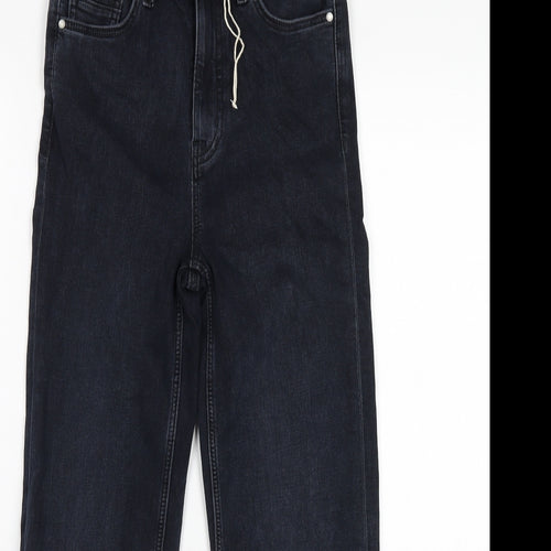 Marks and Spencer Womens Blue Cotton Straight Jeans Size 6 L24 in Regular Zip