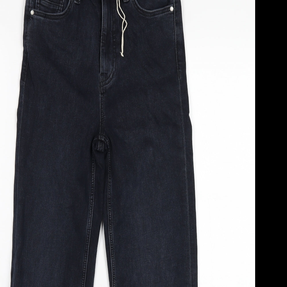 Marks and Spencer Womens Blue Cotton Straight Jeans Size 6 L24 in Regular Zip