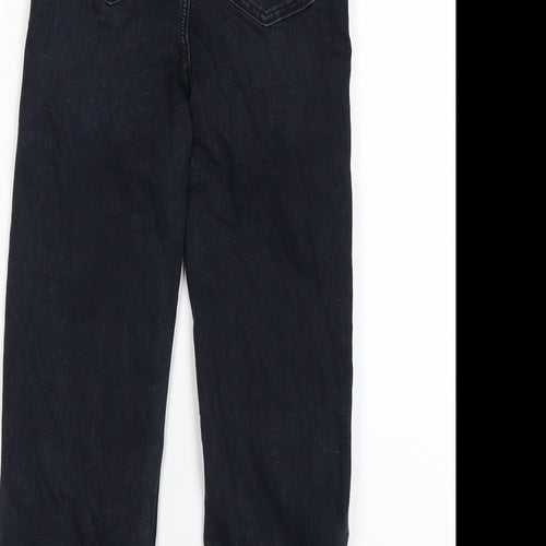 Marks and Spencer Womens Blue Cotton Straight Jeans Size 6 L24 in Regular Zip