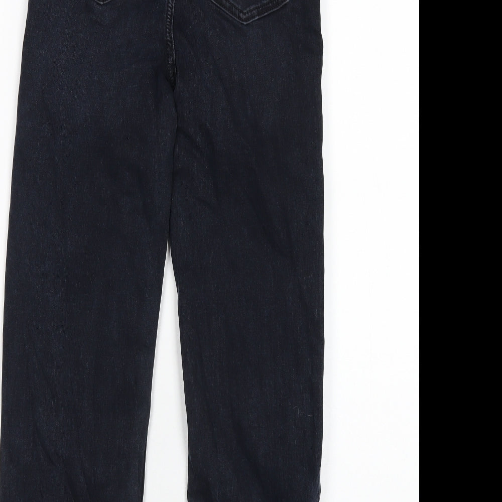 Marks and Spencer Womens Blue Cotton Straight Jeans Size 6 L24 in Regular Zip